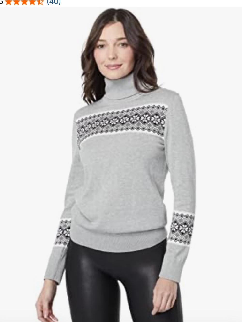 Tommy Hilfiger Light Gray Fair Isle Turtleneck Sweater- worn about twice